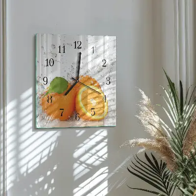 Moderne wandklok glas vierkant Sinaasappels