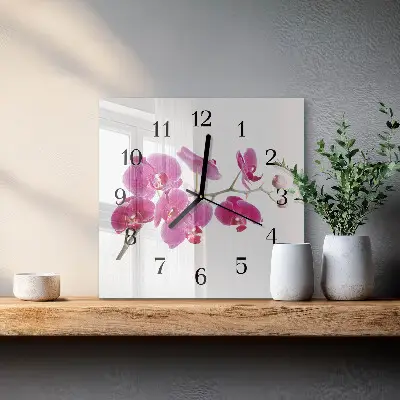 Decoratieve glazen klok vierkant Orchidee