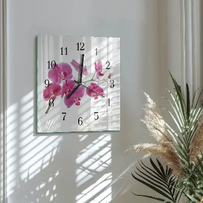 Decoratieve glazen klok vierkant Orchidee