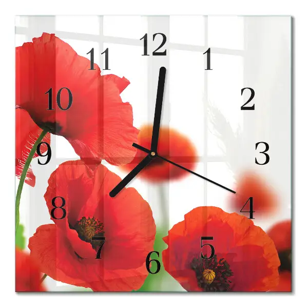 Moderne wandklok glas vierkant Klaprozen