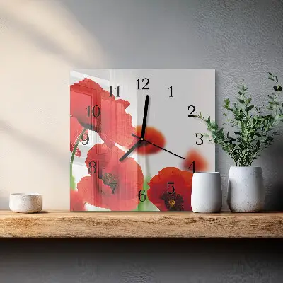 Moderne wandklok glas vierkant Klaprozen