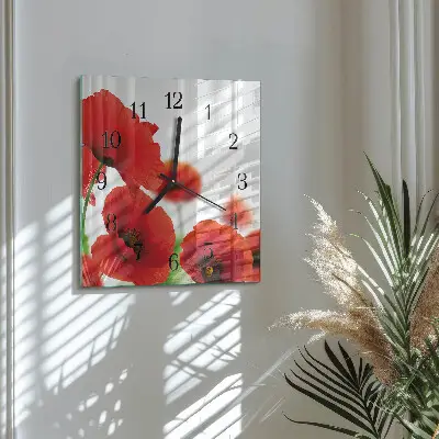 Moderne wandklok glas vierkant Klaprozen
