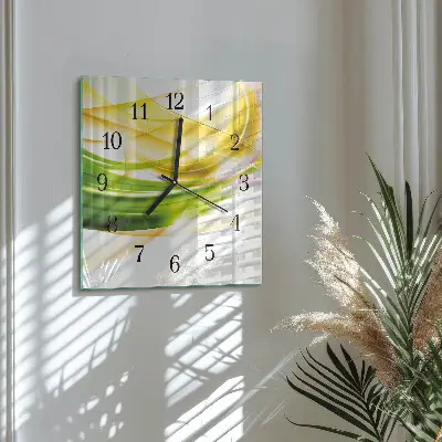 Vierkante glazen wandklok Abstractie