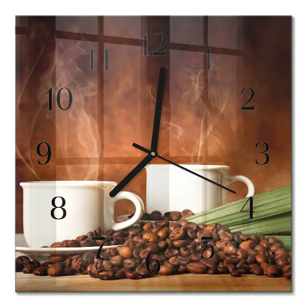 Vierkante glazen klok Kopjes koffie
