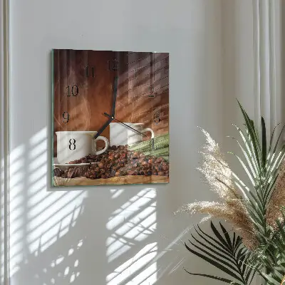 Vierkante glazen klok Kopjes koffie