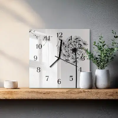 Decoratieve glazen klok vierkant Paardebloem