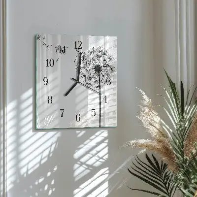 Decoratieve glazen klok vierkant Paardebloem
