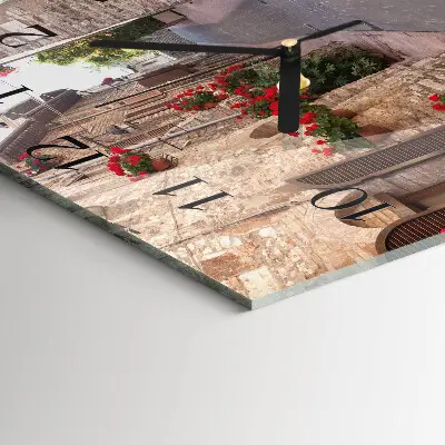 Vierkante glazen wandklok Laan