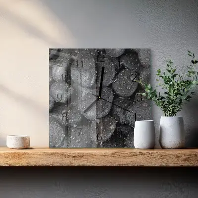Moderne wandklok glas vierkant Stenen water