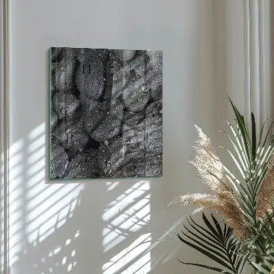Moderne wandklok glas vierkant Stenen water