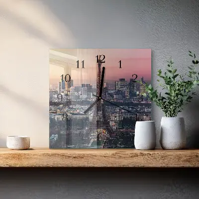 Decoratieve glazen klok vierkant Eiffeltoren parijs