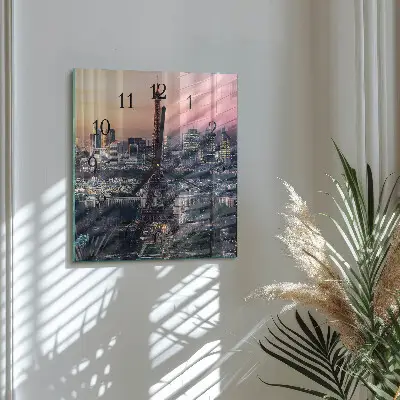 Decoratieve glazen klok vierkant Eiffeltoren parijs