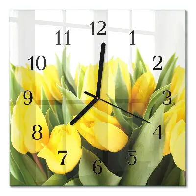 Moderne wandklok glas vierkant Tulpen