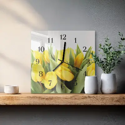 Moderne wandklok glas vierkant Tulpen