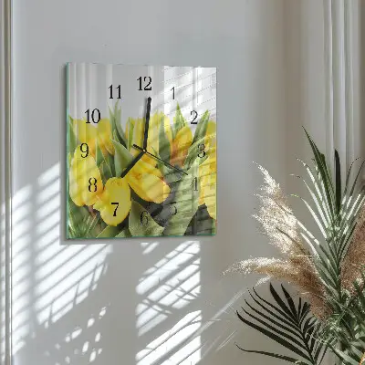 Moderne wandklok glas vierkant Tulpen