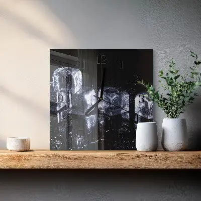 Vierkante glazen klok Ijsblokjes
