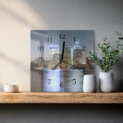 Moderne wandklok glas vierkant Horizon