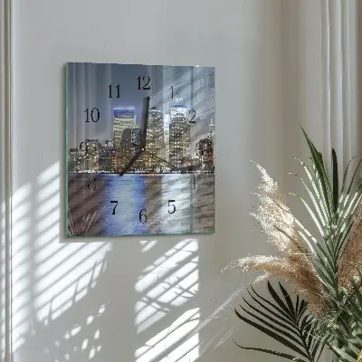 Moderne wandklok glas vierkant Horizon