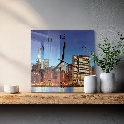 Moderne wandklok glas vierkant Horizon