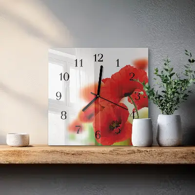 Decoratieve glazen klok vierkant Klaprozen