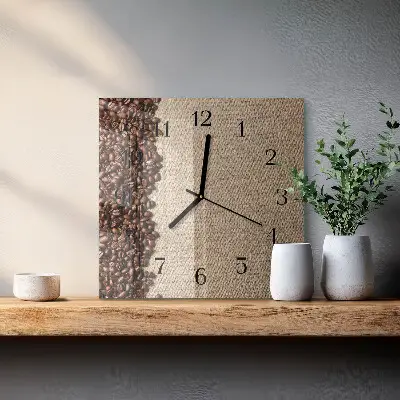 Vierkante glas klok Koffiebonen