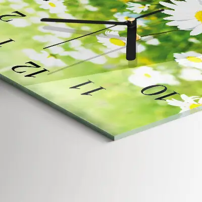Moderne wandklok glas vierkant Madeliefjes