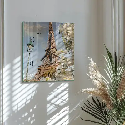 Decoratieve glazen klok vierkant Eiffeltoren parijs