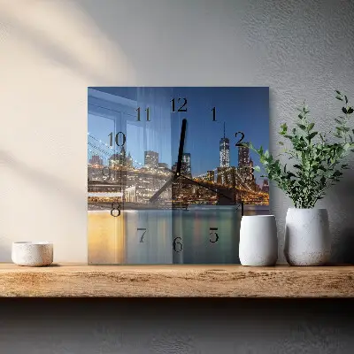 Vierkante glazen wandklok Horizontale brug