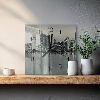 Vierkante glas klok Horizon