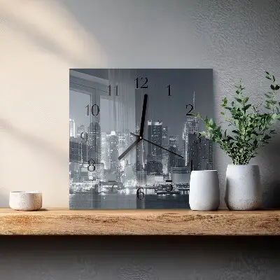 Vierkante glazen wandklok Nachthorizon