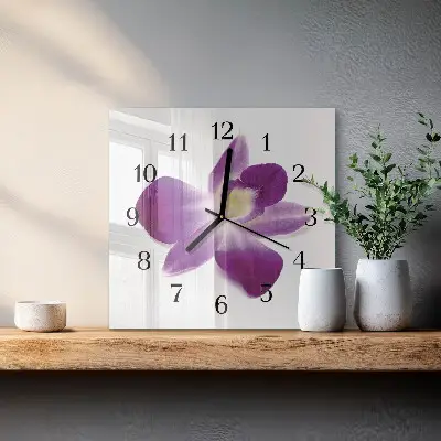 Vierkante glazen klok Orchideebloem