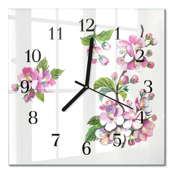 Vierkante glas klok Bloemen