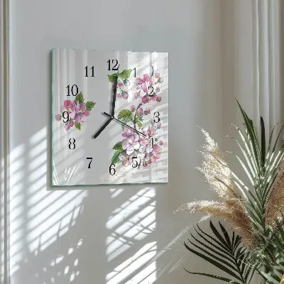 Vierkante glas klok Bloemen