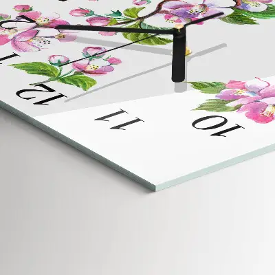 Vierkante glas klok Bloemen