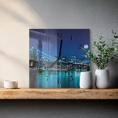 Vierkante glas klok Nachthorizon