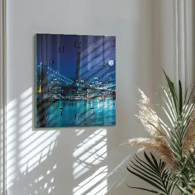 Vierkante glas klok Nachthorizon