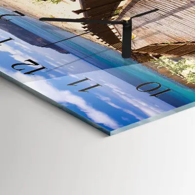 Vierkante glazen wandklok Strand zee