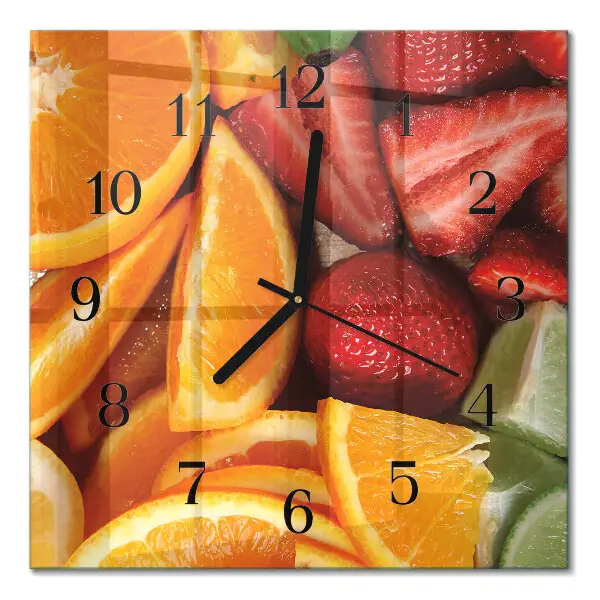 Vierkante glazen klok Fruit