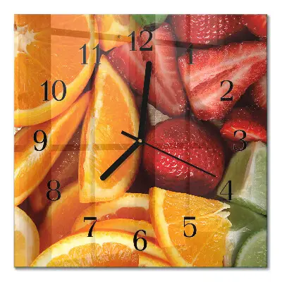 Vierkante glazen klok Fruit