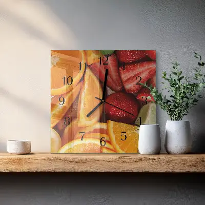 Vierkante glazen klok Fruit