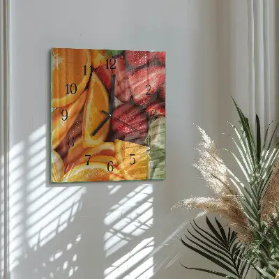 Vierkante glazen klok Fruit