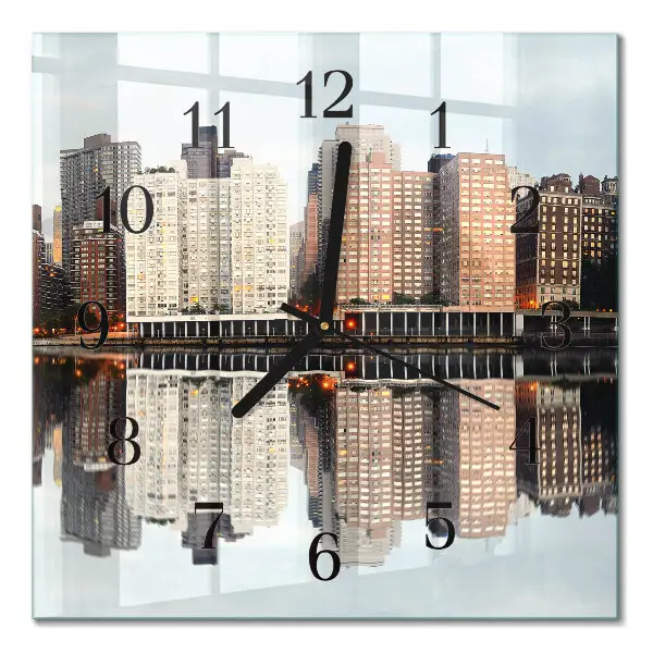 Moderne wandklok glas vierkant Horizon
