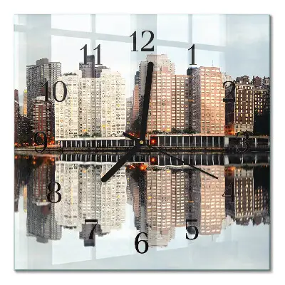 Moderne wandklok glas vierkant Horizon