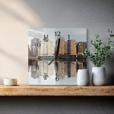Moderne wandklok glas vierkant Horizon