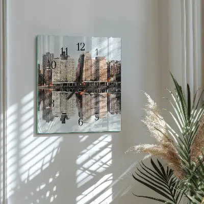 Moderne wandklok glas vierkant Horizon