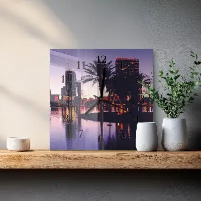 Vierkante glazen wandklok Palmbomen in florida