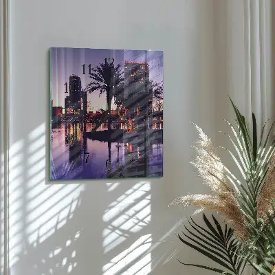 Vierkante glazen wandklok Palmbomen in florida