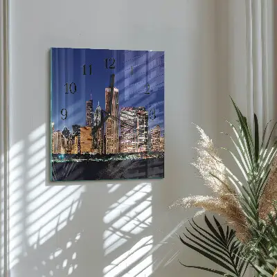 Moderne wandklok glas vierkant Horizon
