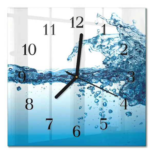 Vierkante glazen klok Water