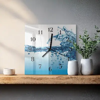 Vierkante glazen klok Water